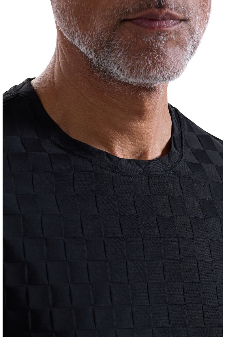 Geo Textured Cotton T-Shirt, Alternate, color, BLACK