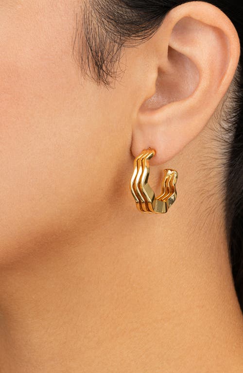 Sterling Forever Caprice Ocean Waves Hoop Earrings In Gold