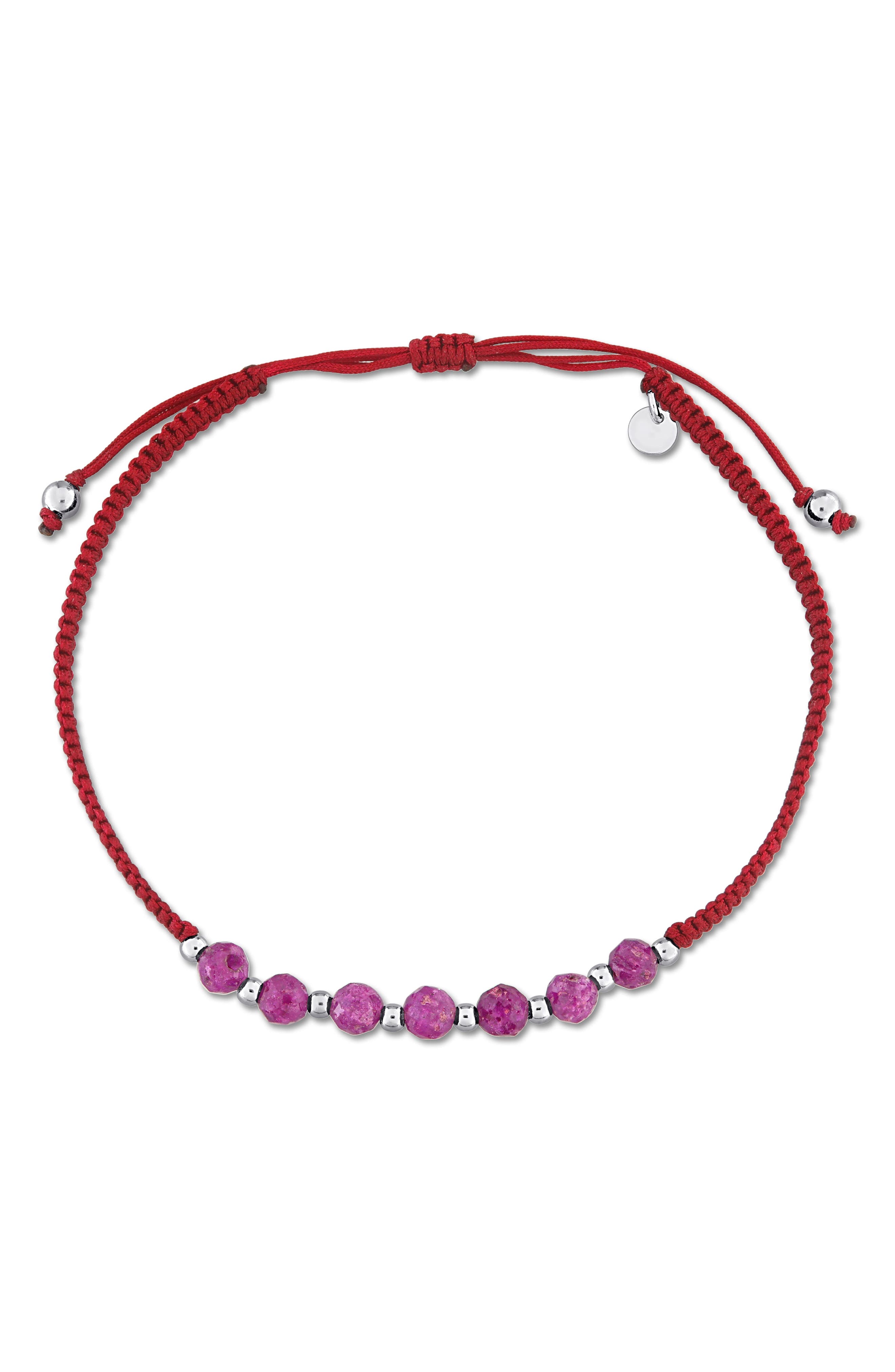 Ruby Beaded Adjustable Bracelet