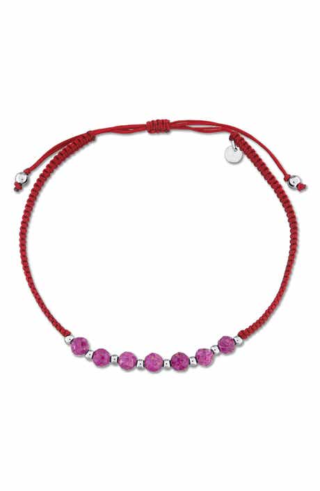 Ruby Beaded Adjustable Bracelet