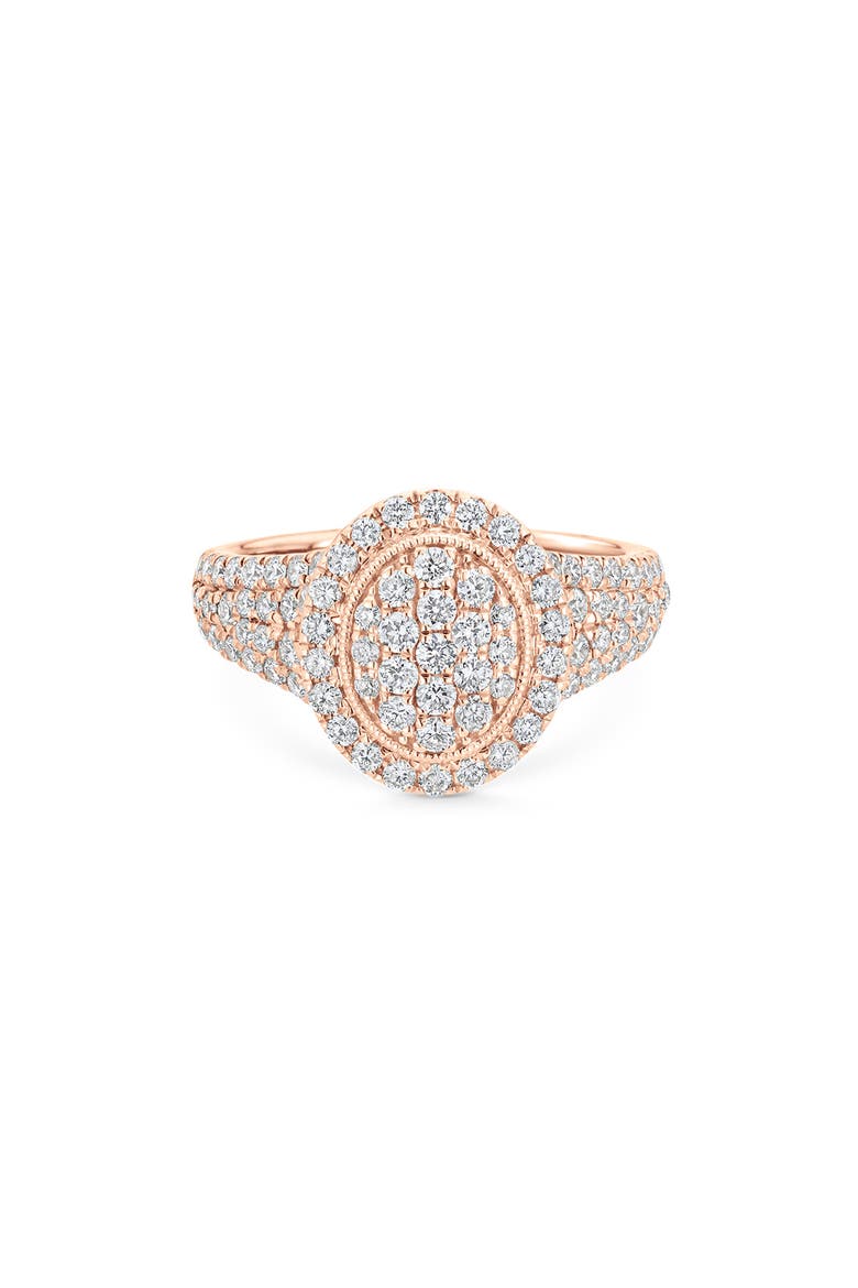 Veena Pavé Diamond Oval Pinky Ring, Main, color, ROSE GOLD
