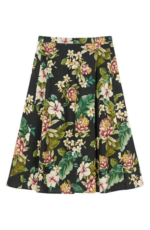 Shop Marina Rinaldi Tambuto Floral Linen & Cotton A-line Skirt In Black