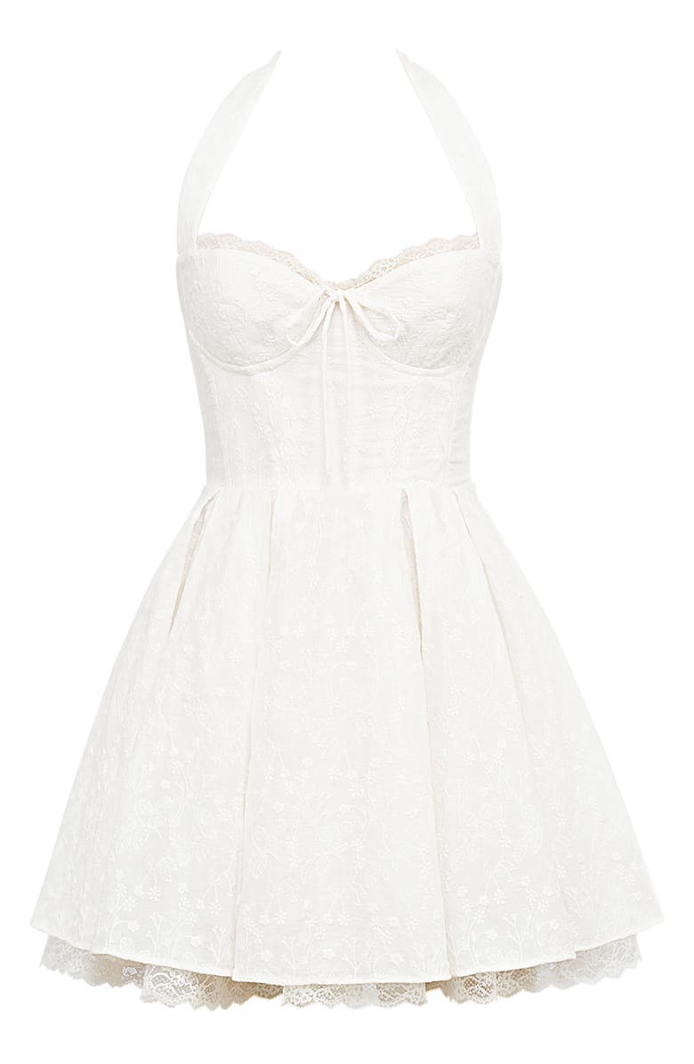 HOUSE OF CB Harriet Halter Stretch Cotton Blend Fit & Flare Minidress, Alternate, color, White