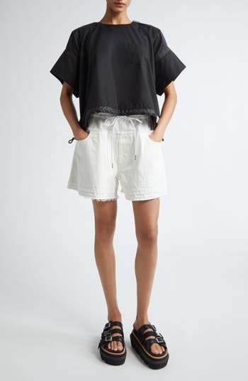 Sacai x Thomas Mason Paneled Mixed Media Top | Nordstrom