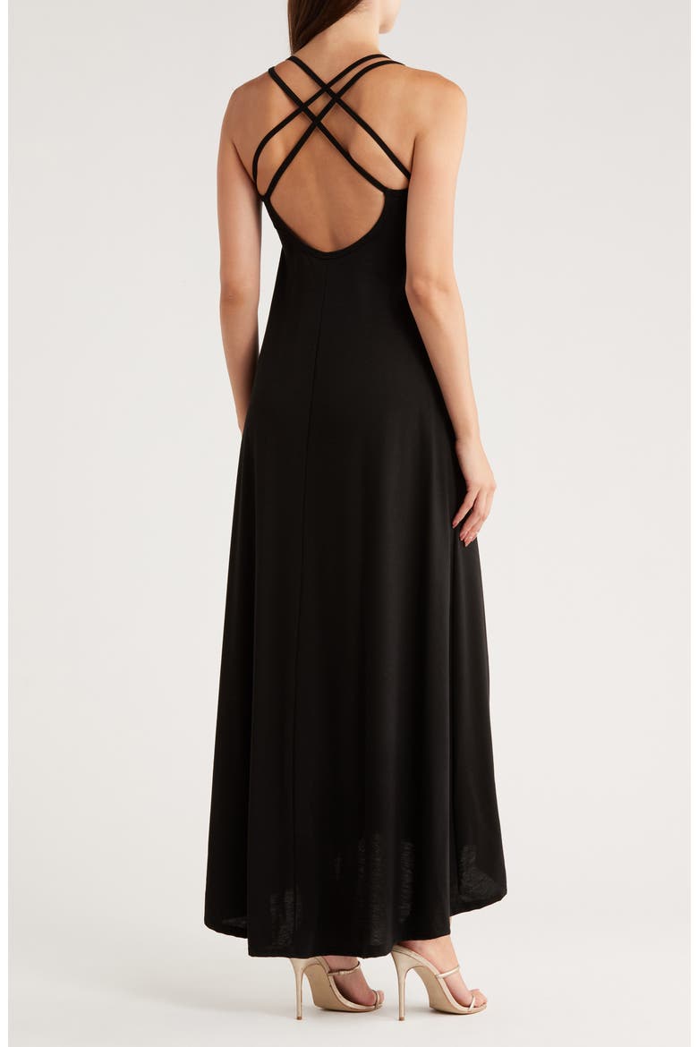 Strappy Maxi Dress, Alternate, color, BLACK