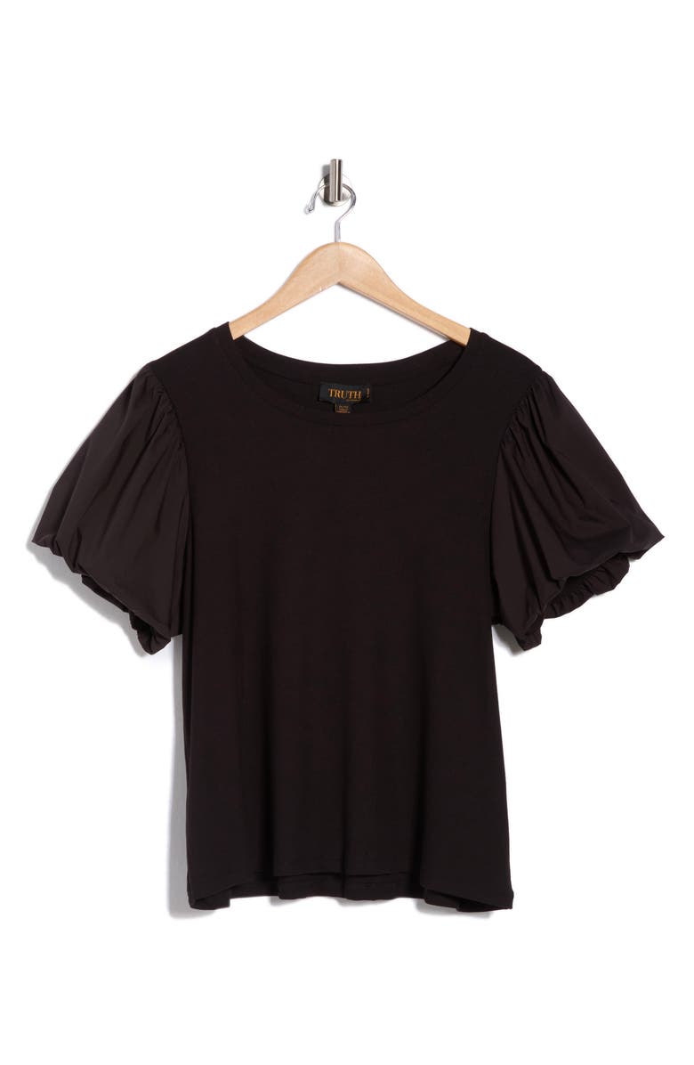 TRUTH Crewneck Puff Sleeve Top, Main, color, Black