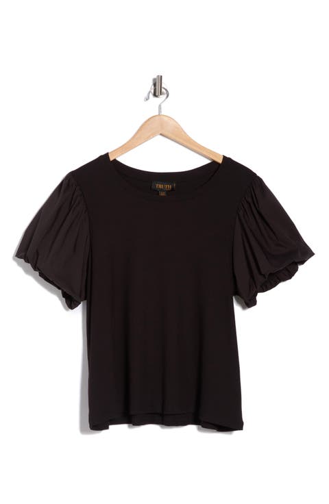 Crewneck Puff Sleeve Top (Plus)