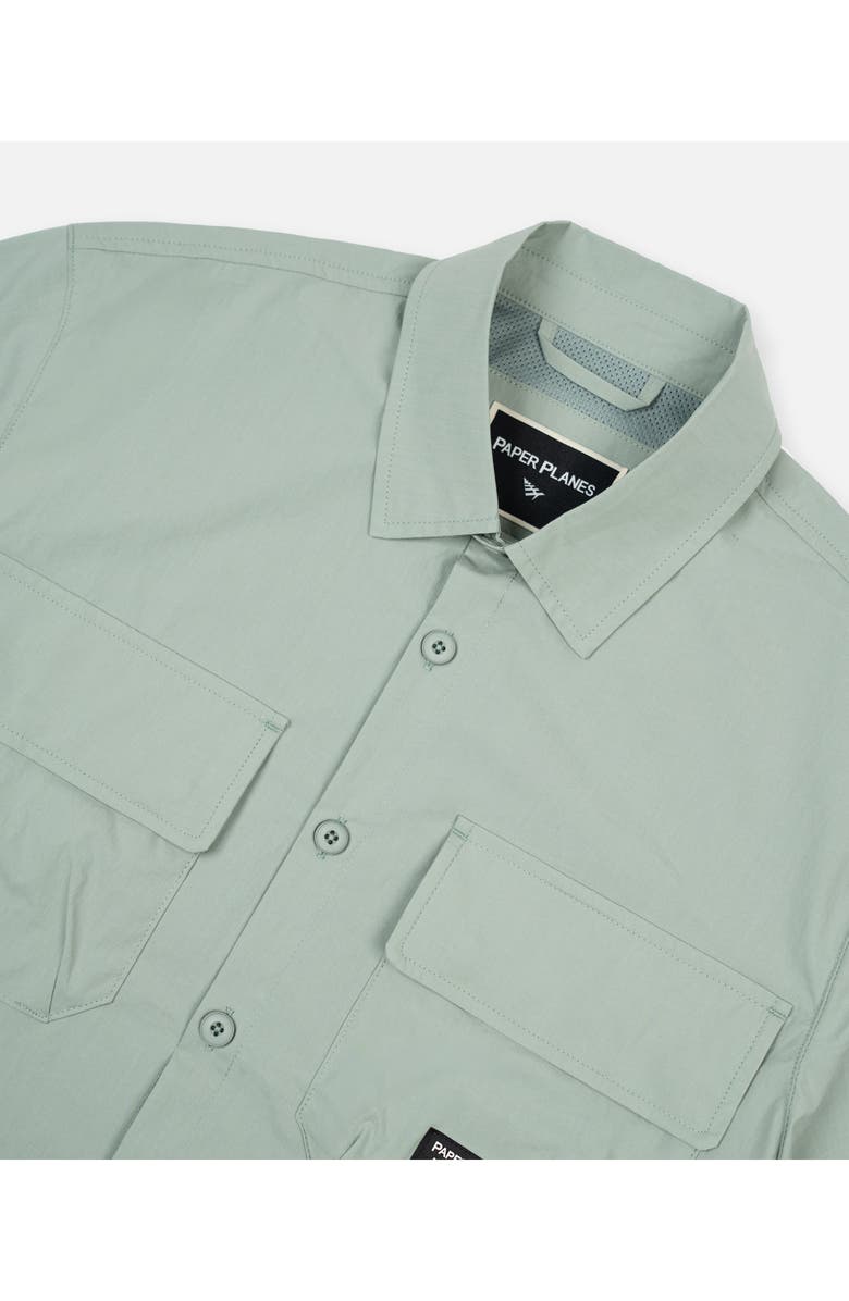 PAPER PLANES Utility Short Sleeve Button-Up Shirt, Alternate, color, Sage