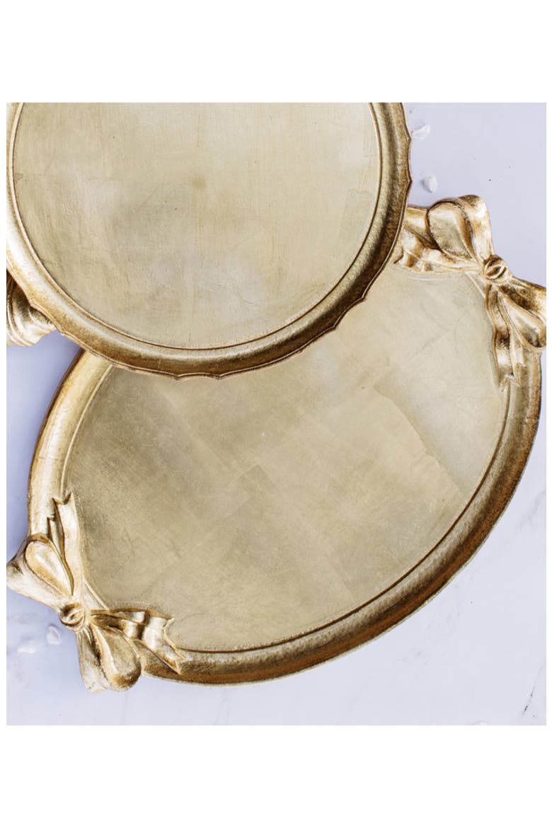 Florentine Fow Handle Wood Tray, Alternate, color, GOLD