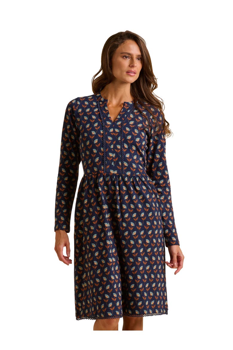 Rowan Long Sleeve V-Neck Midi Dress, Main, color, Navy