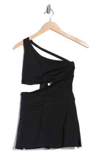 Free People Transcend Limits One-shoulder Skortsie Dress In Black