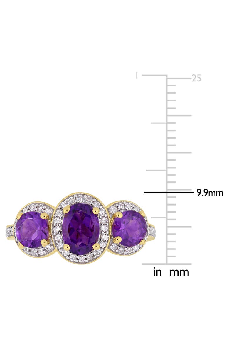 Amethyst & Diamond 3-Stone Halo Ring, Alternate, color, Amethyst