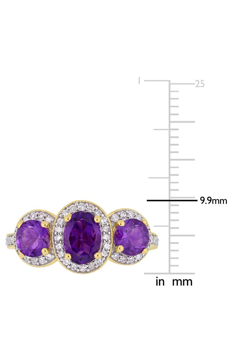 Julianna B. Amethyst & Diamond 3-Stone Halo Ring, Alternate, color, Amethyst
