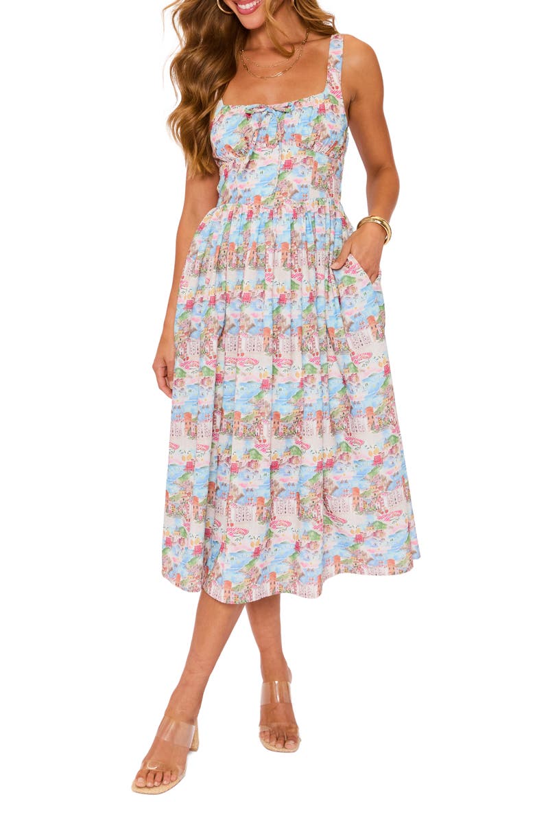 VICI Collection Delilah Landscape Print Midi Dress, Main, color, Multi