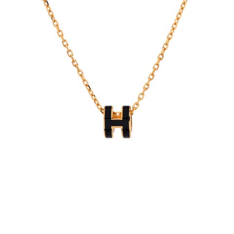 Pop H Pendant Chain Necklace Metal and Enamel Mini