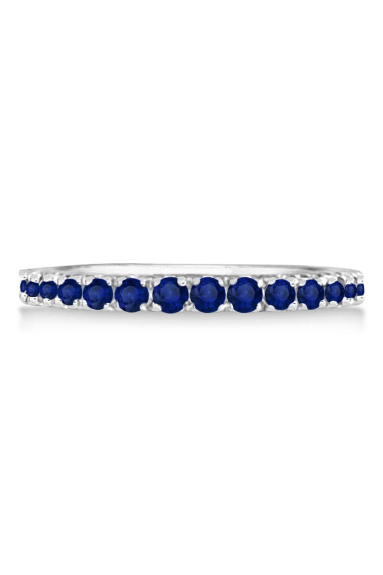 Blue Sapphire Stackable Ring/ Anniversary Band in 14k, Alternate, color, 0.37ct/White Gold