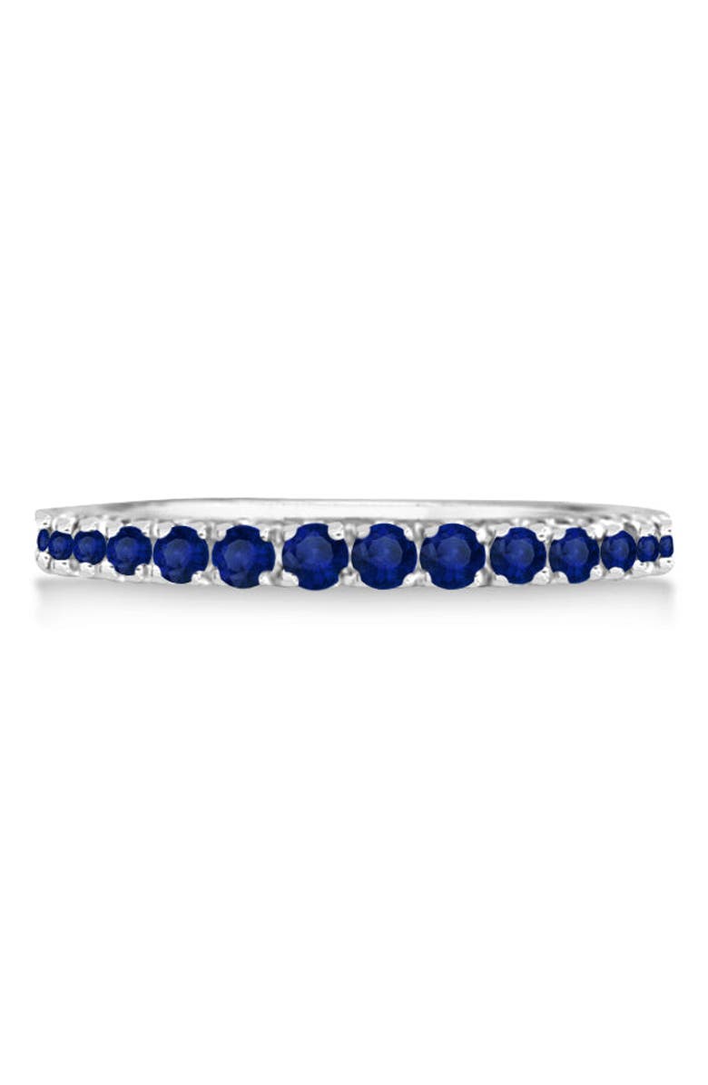 ALLUREZ Blue Sapphire Stackable Ring/ Anniversary Band in 14k, Alternate, color, 0.37Ct/White Gold