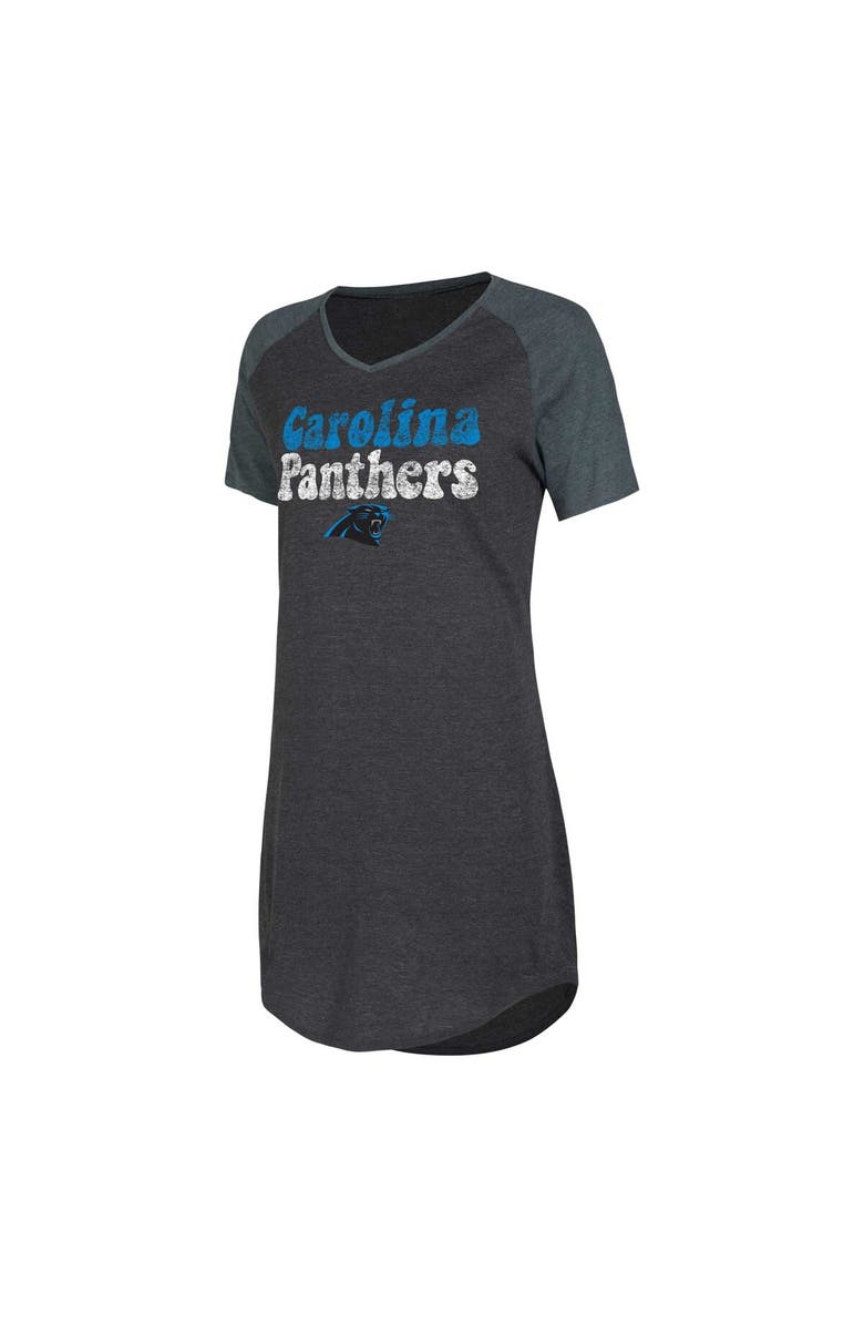 CONCEPTS SPORT Women's Concepts Sport Black/Charcoal Carolina Panthers Raglan V-Neck Nightshirt, Main, color, 