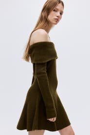 H&M Rib-knit Off-the-shoulder Dress