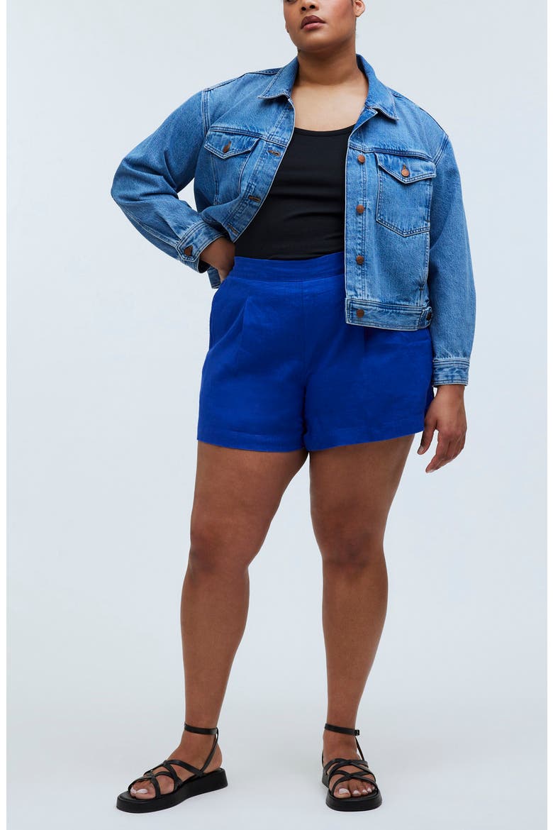 Pull-On Linen Shorts, Alternate, color, PURE BLUE