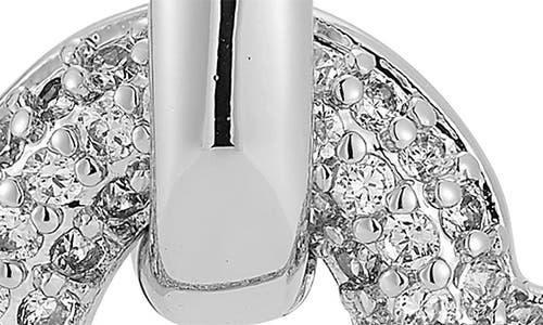 Chloe & Madison Chloe And Madison Heart Cubic Zirconia Pavé Drop Hoop Earrings In Metallic