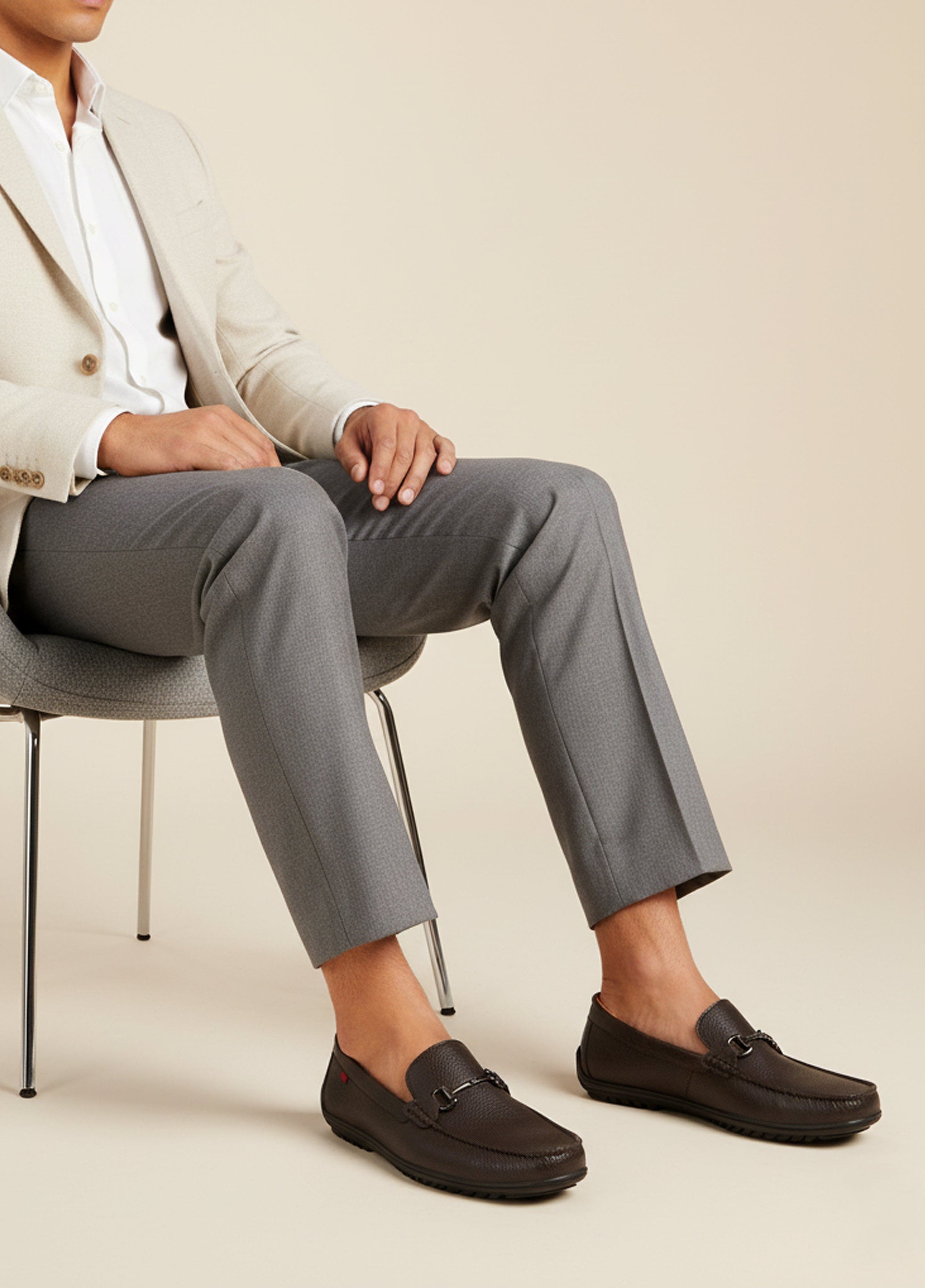 Elliot Road Hands Free Technology Leather Slip on Buckle Loafer, Alternate, color, Mocha Grainy Leather