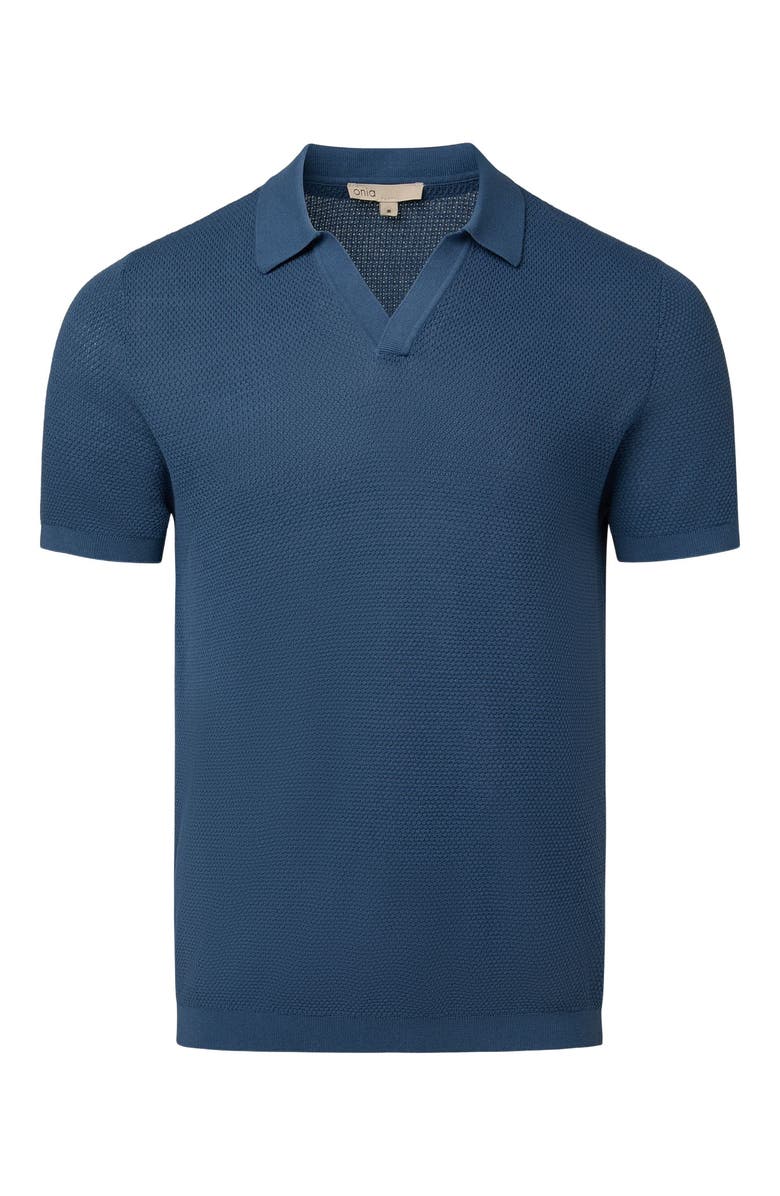 Onia Cotton Textured Johnny Collar Polo, Alternate, color,