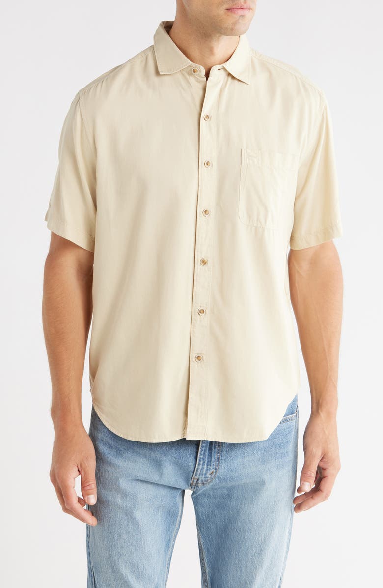 Tommy Bahama Salty Seas Short Sleeve Button-Up Shirt, Main, color, Hazy