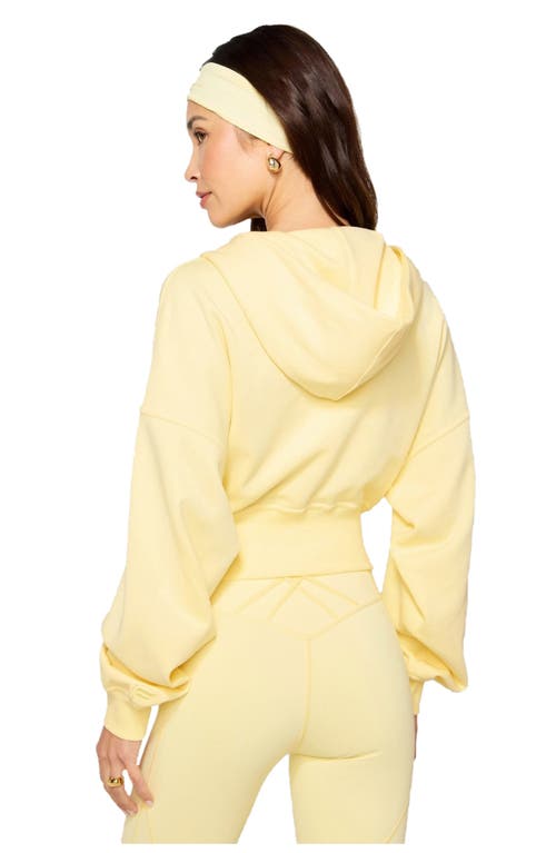 Fabletics Year Round Terry Cropped Full-zip Hoodie In Yellow