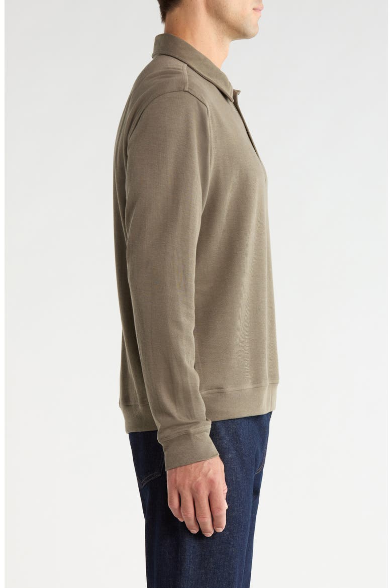 Peakstone Long Sleeve Overknit Cotton Polo, Alternate, color, DUSTY OLIVE