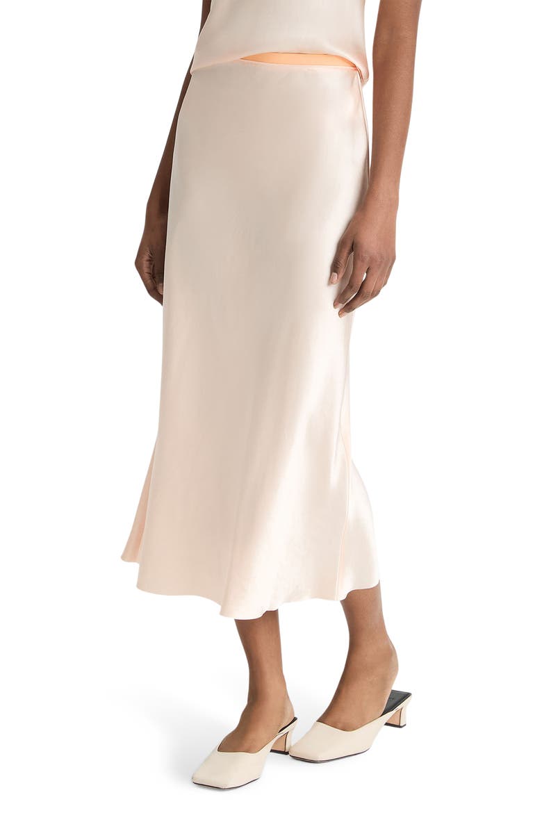 Contrast Waistband Satin Skirt, Alternate, color, LYCHEE
