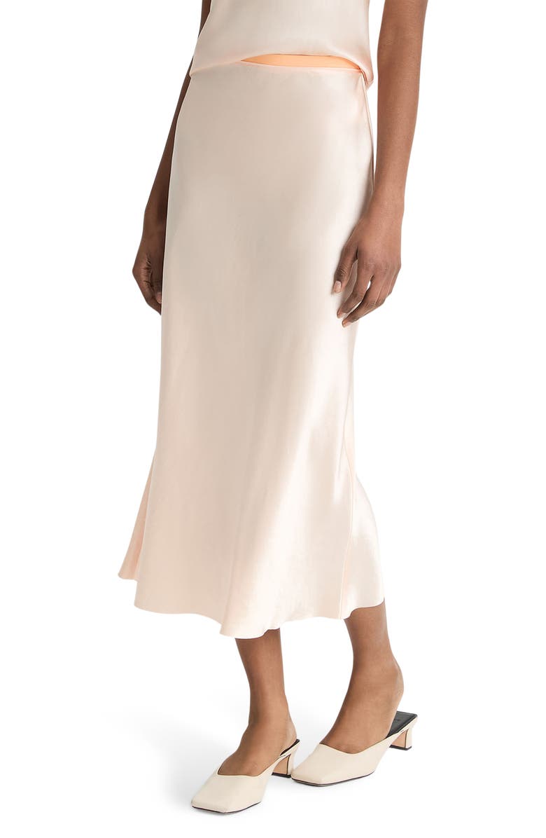 Vince Contrast Waistband Satin Skirt, Alternate, color, 