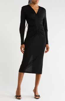 Mandana V-Neck Ruched Jersey Dress