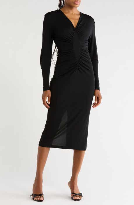 Mandana V-Neck Ruched Jersey Dress