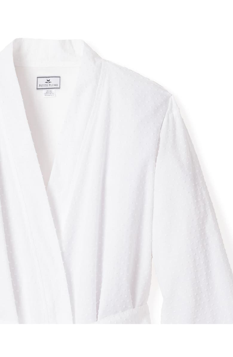 Petite Plume Swiss Dot Cotton Robe, Alternate, color, White