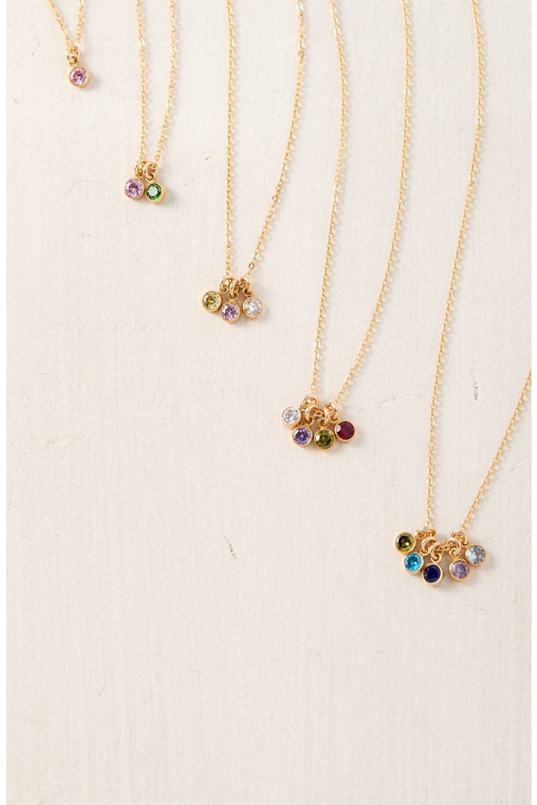 Multi Birthstone Charm Necklace, Alternate, color, GOLD / 3 CHARMS