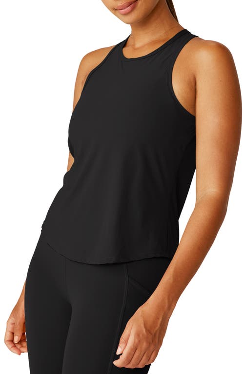 Beyond Yoga Featherweight Let It Grow Racerback Maternity Tank In Darkest Night In Black
