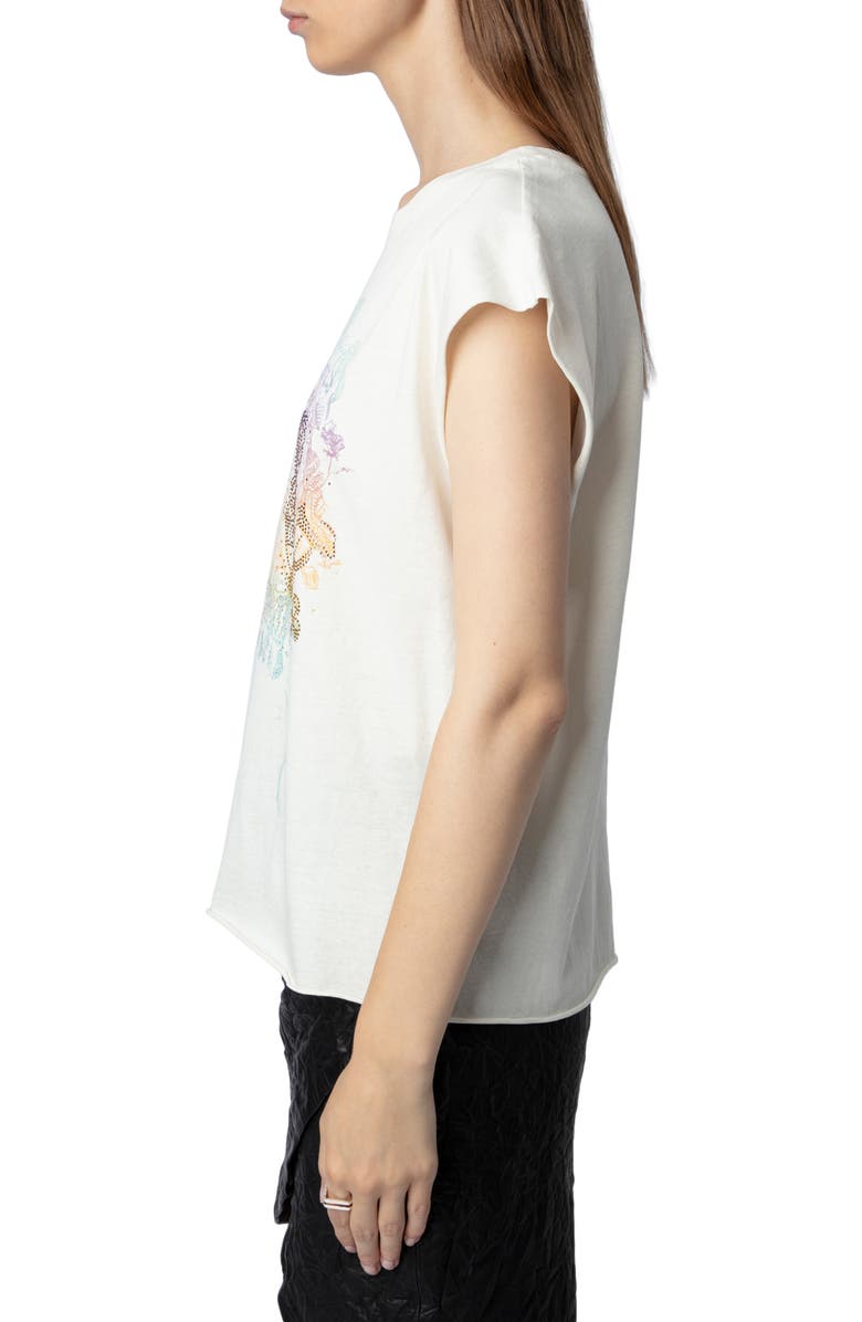 Zadig & Voltaire Cecilia Skull Reaper Strass Embellished Organic Cotton Graphic T-Shirt, Alternate, color,