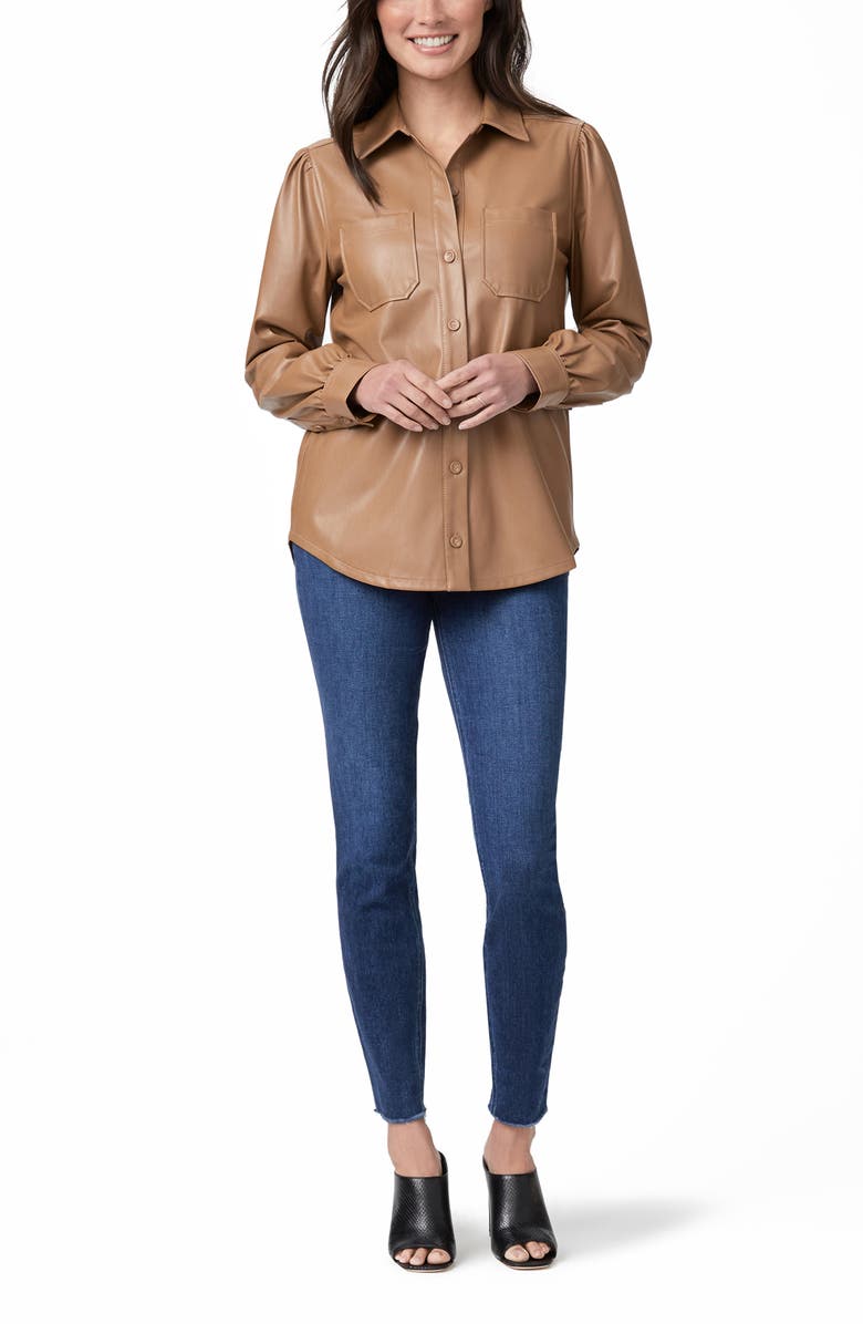 PAIGE Mattie Faux Leather Shirt, Alternate, color, Toffee Bronze