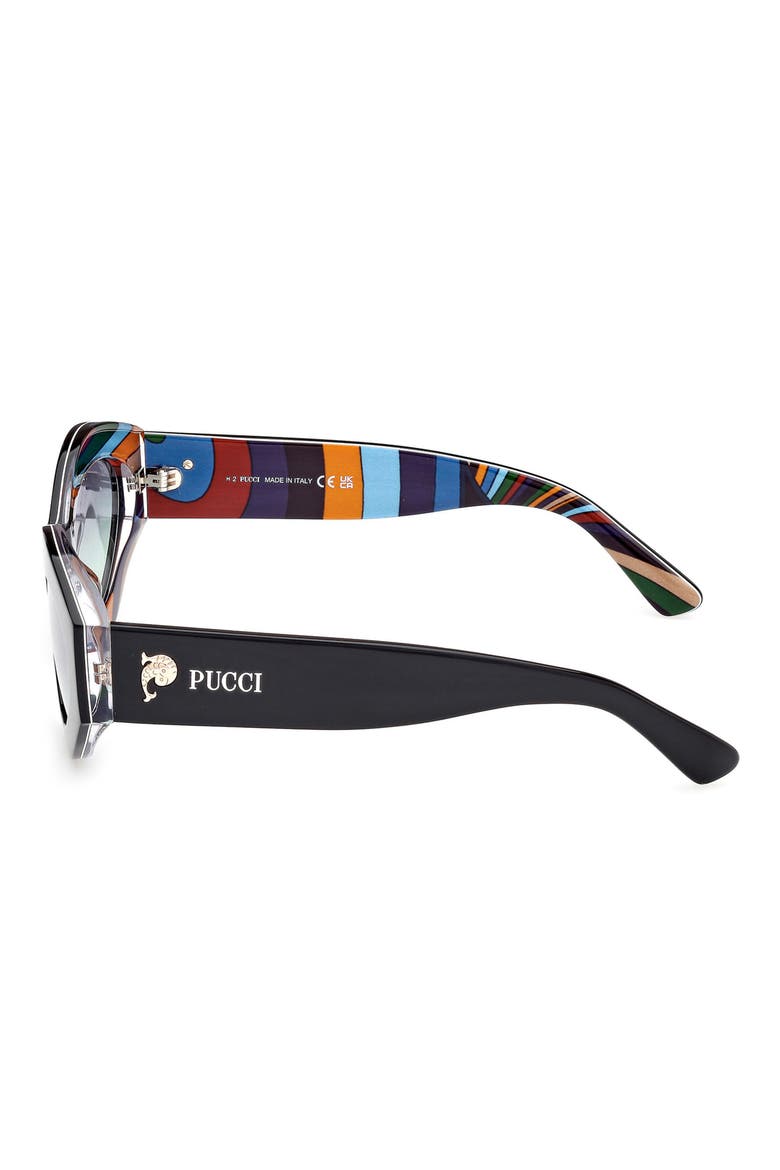 54mm Gradient Geometric Sunglasses, Alternate, color, BLACK PATTERN / GREEN SMOKE