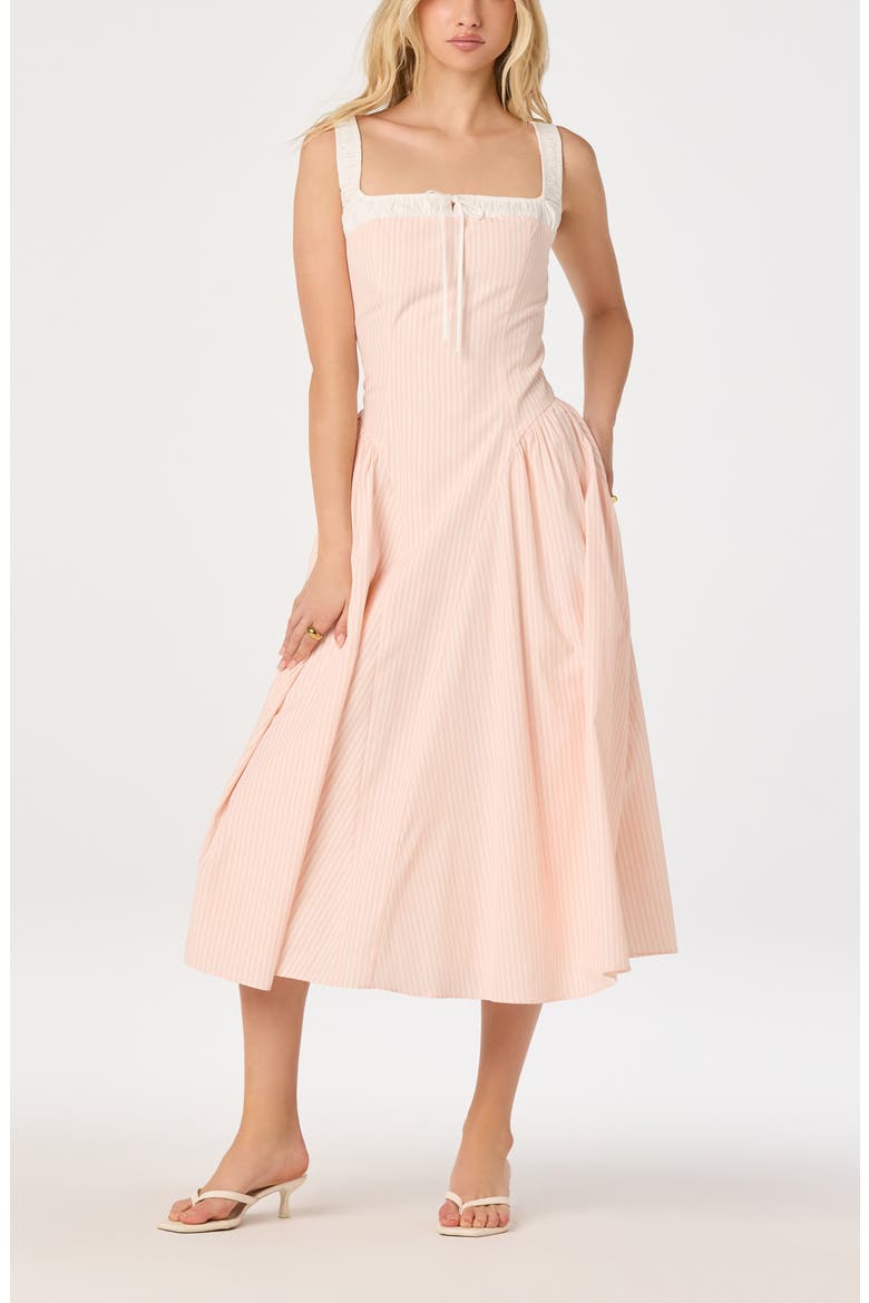 Hazel Ticking Stripe Midi Dress, Main, color, PINK STRIPE