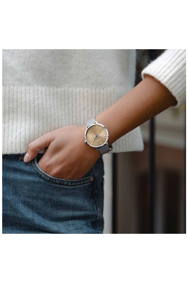 Eros Mesh Strap Watch, 38mm, Alternate, color, BRONZE/ SILVER
