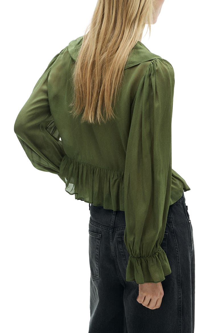 Ruffle Long Sleeve Top, Alternate, color, KHAKI GREEN