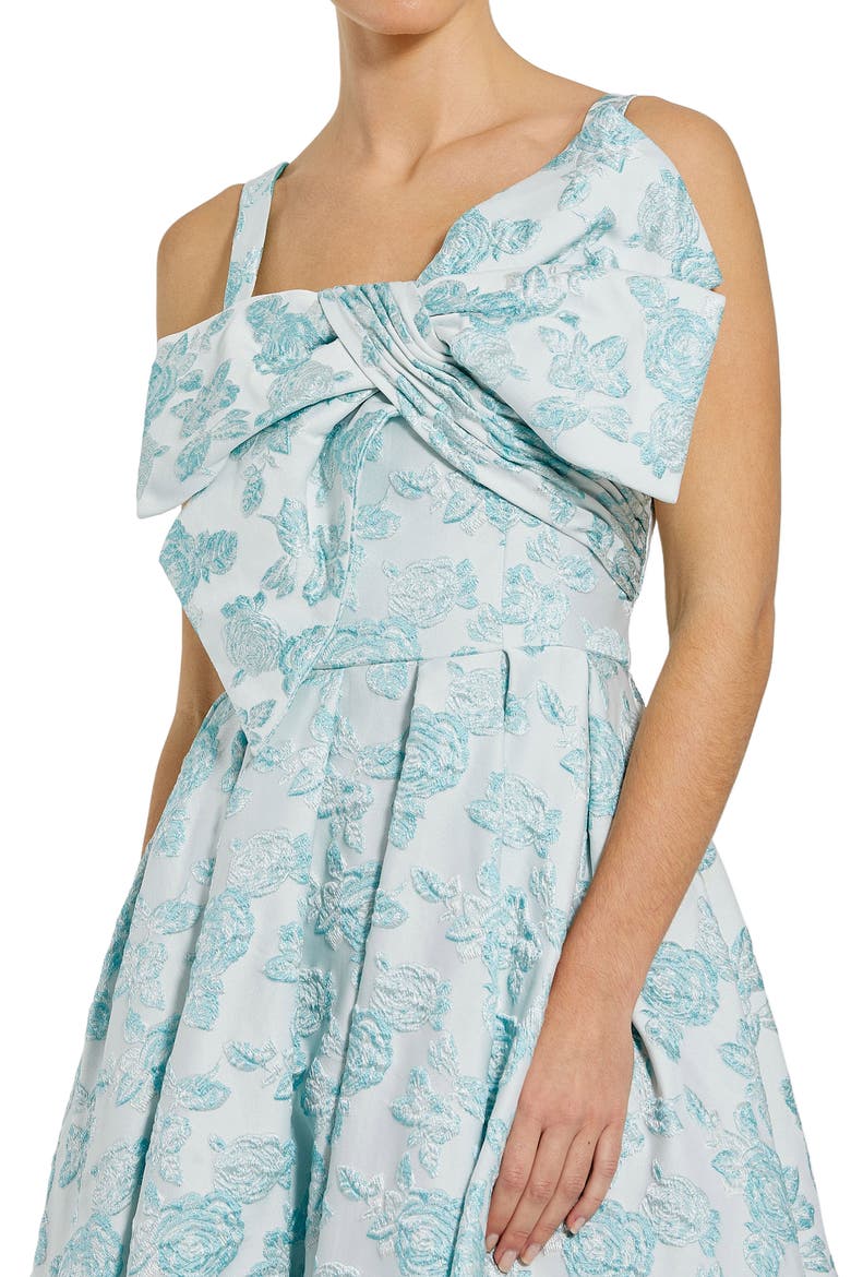 Floral Brocade Dress with Statement Bow, Alternate, color, Seafoam
