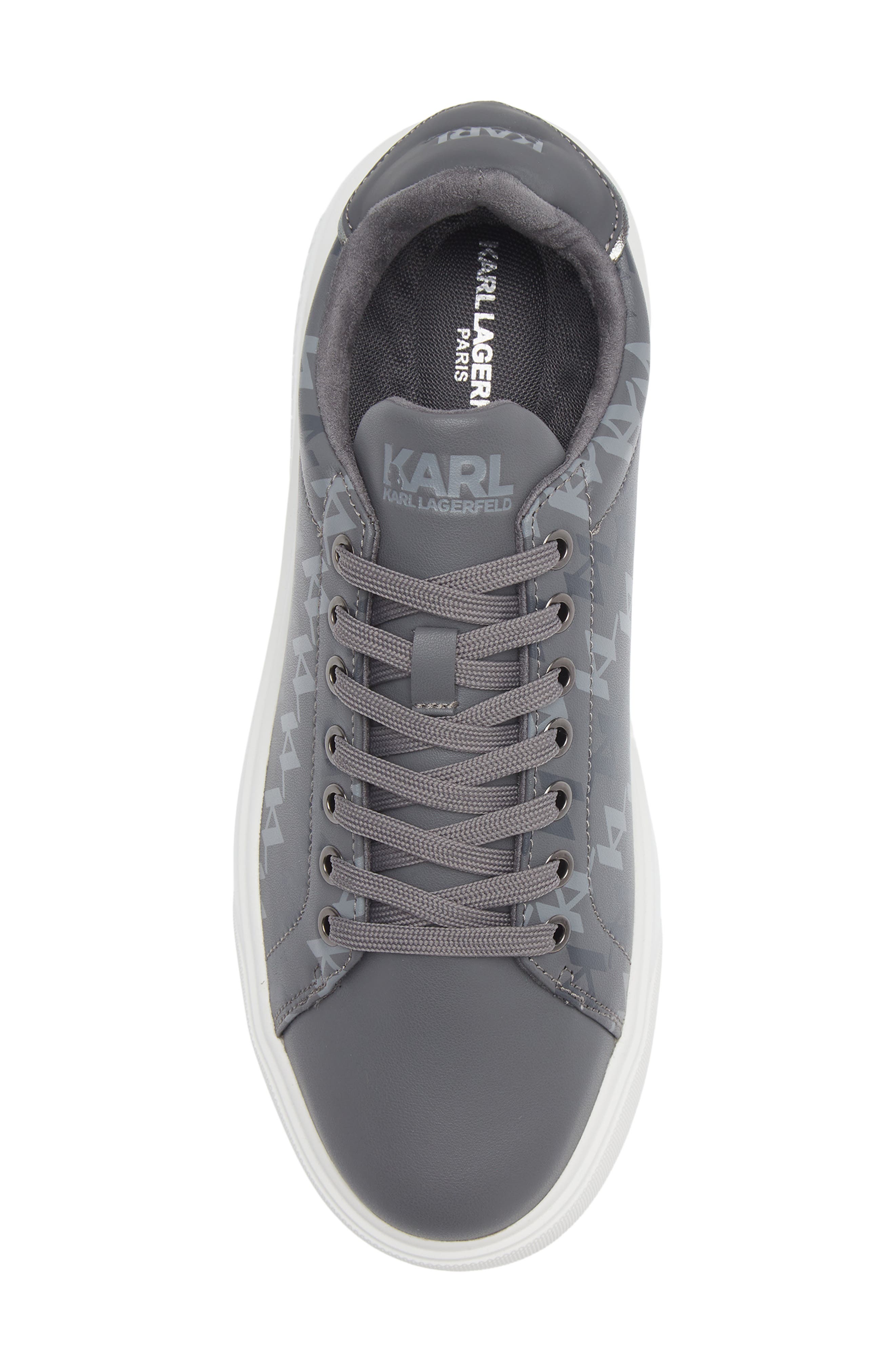 KARL LAGERFELD PARIS Side Logo Grid Low Top Sneaker, Alternate, color, Grey