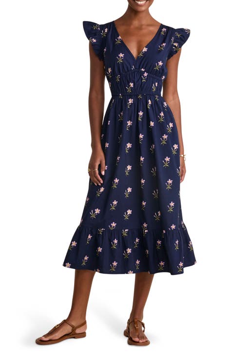 New girl's M Vineyard Vines Anegada Floral outlet flutter sleeve dress