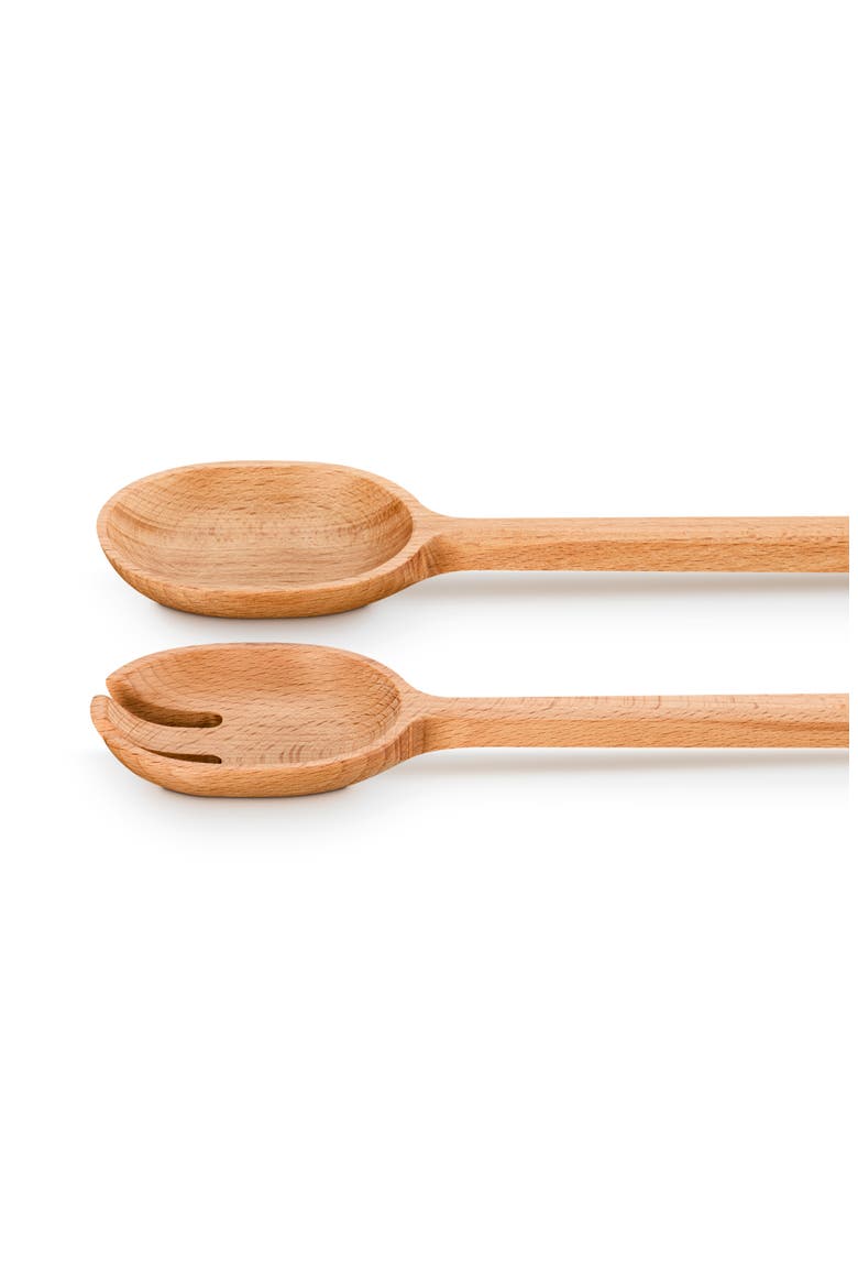 2-Piece Signature Wood Salad Set, Alternate, color, BROWN