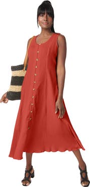Jessica London Button Down Gauze Dress