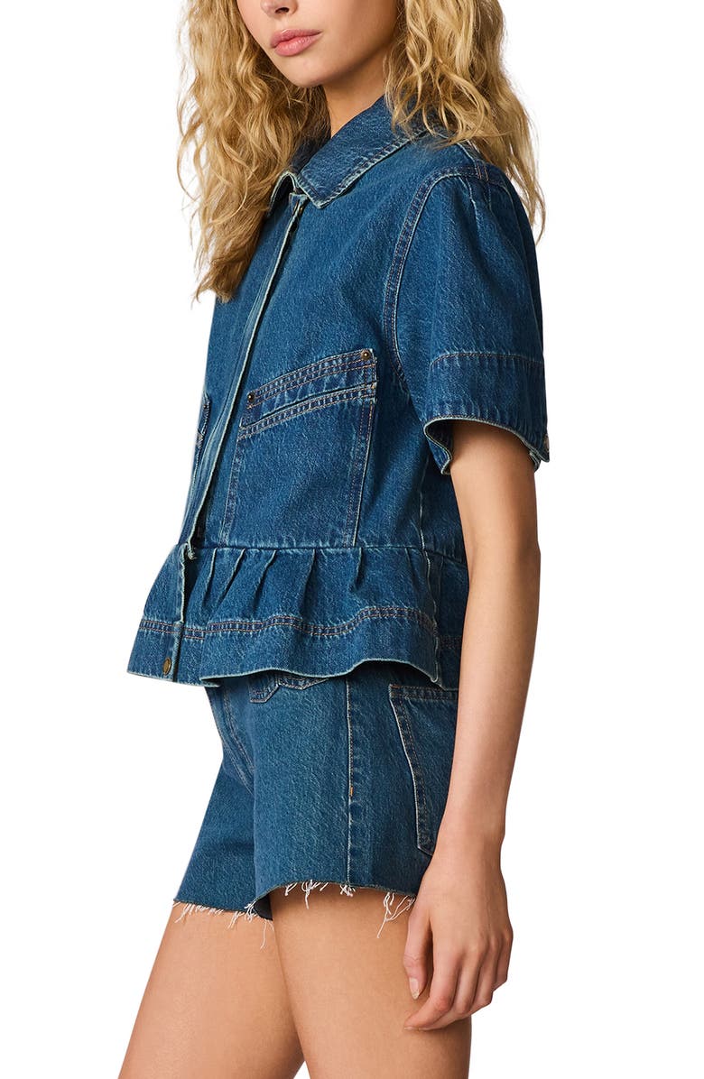 Steve Madden Haezel Peplum Denim Jcket, Alternate, color, Orion Blue