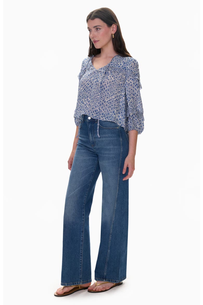 Charlotte Print Mix Blouse, Alternate, color, Indigo Blue Multi